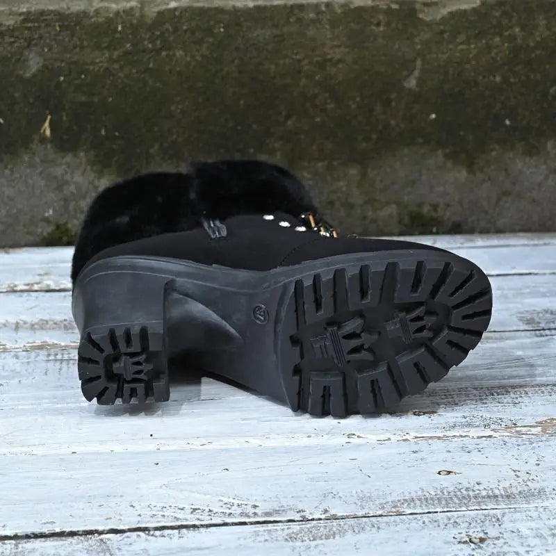 Elegant Fluffy Fur Thick High Heel Suede Ankle Boots Women Winter 2026 Designer Warm Plush Black Short Boots Woman Furry Booties