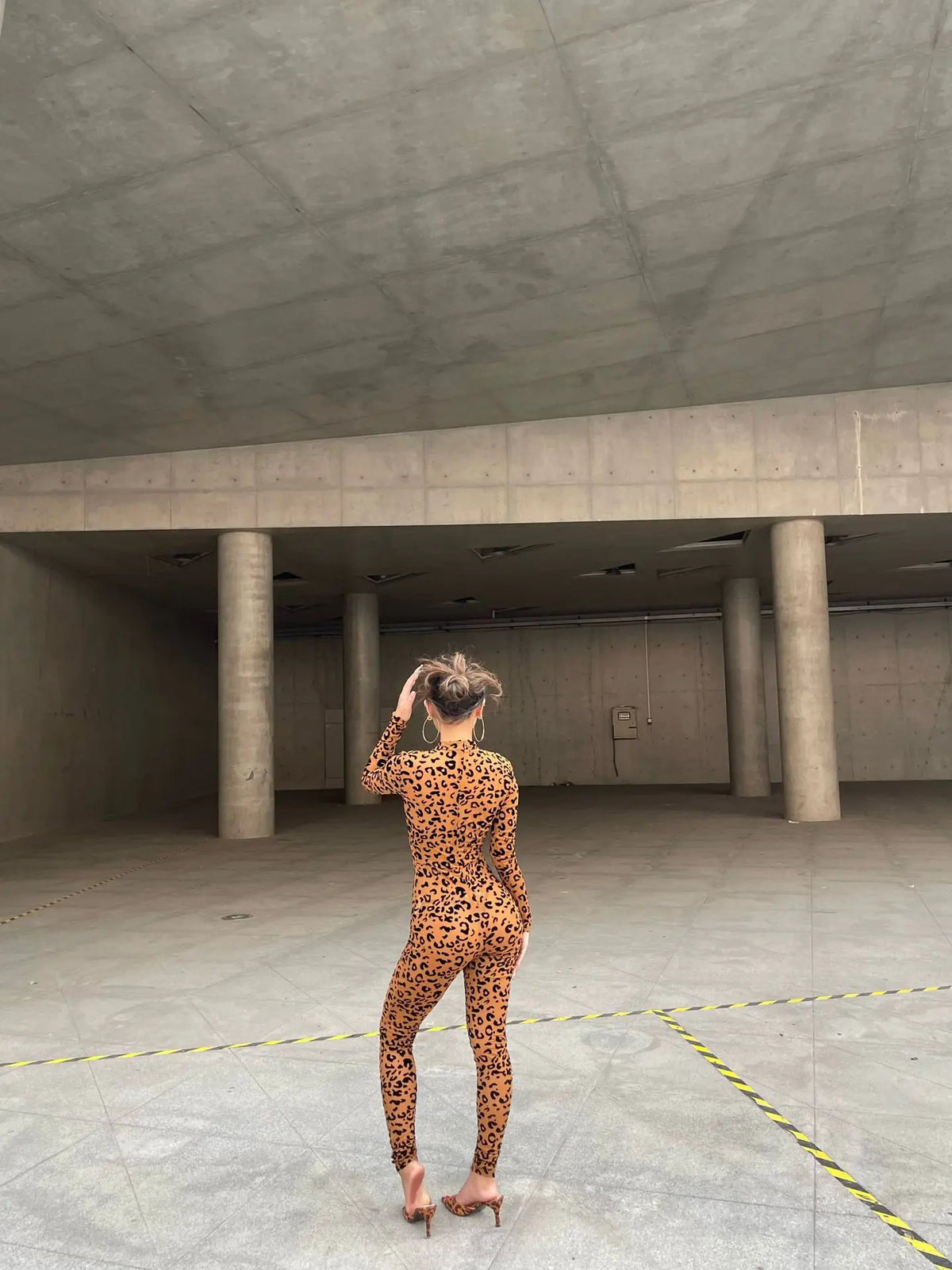 Leopard Print New Women's Jumpsuit Slim Long-sleeved Sexy Flocked See-through Slimming Jumpsuits For Woman Комбинезон Женский
