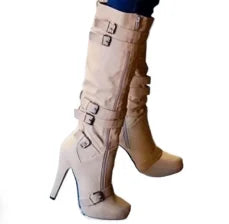 Fashion Women's Boots Knee High Mature Fashion Boots 9CM Stiletto European and American Style Side Zipper Round Head Women Shoes