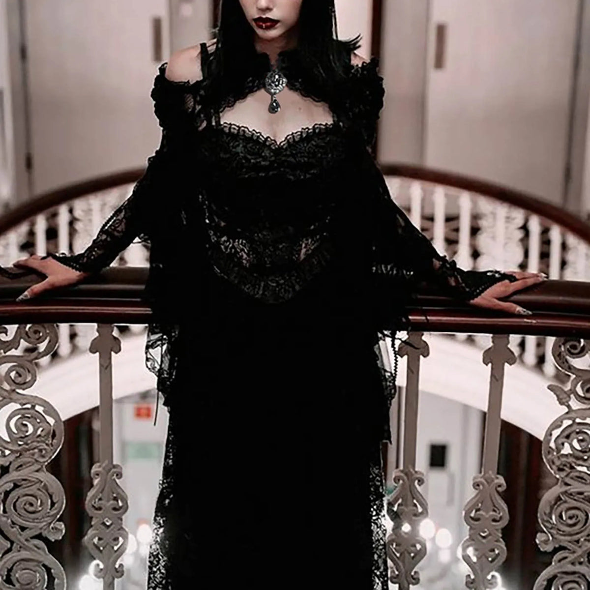 Gothic See Through Shrug Tops Grunge Aesthetic Black Flare Sleeve Crop Top Women Streetwear Vintage Punk Sexy Clothing