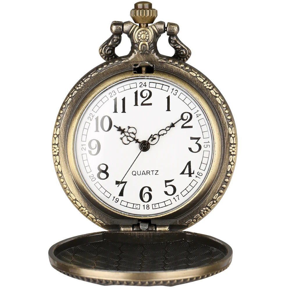 Retro Octopus Pattern Quartz Pocket Watch Arabic Numerals Dial Necklace Pendant Clock Vintage Fashion Timepiece Gift Unisex