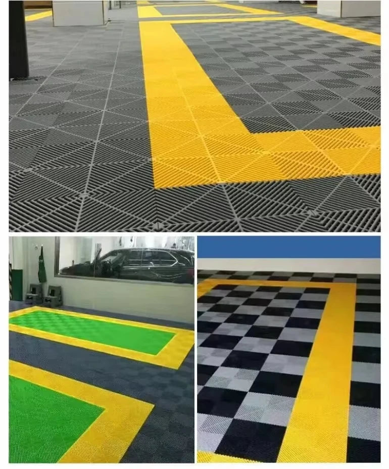 40PCS Pvc Garage Floor Tiles High Quality Pvc Car Garage Flooring Mat PP Plastic Interlocking Car Wash Room Tiles