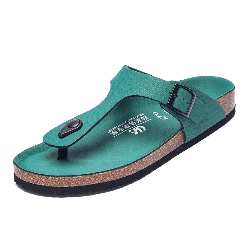 All-match Flats Beach Slippers Mens Thick Sole Men Cork Luxury Sandals Beach Vacation Comfort Shoes Slip on Flip Flops for Men