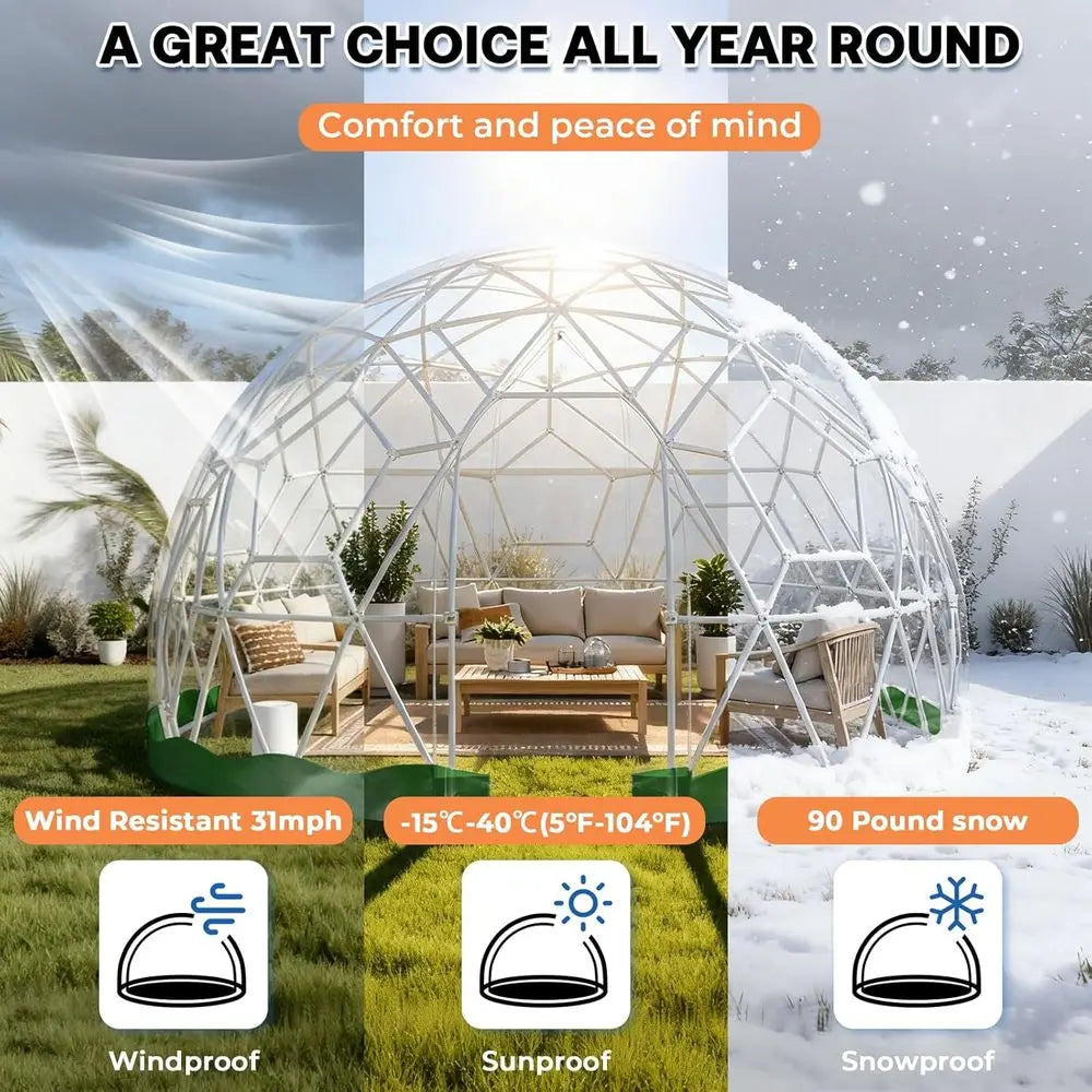 Upgraded Weatherproof Geodesic Dome Greenhouse Bubble House Camping Tent for 2-4 People, Suitable for Garden, Outdoor, and Party