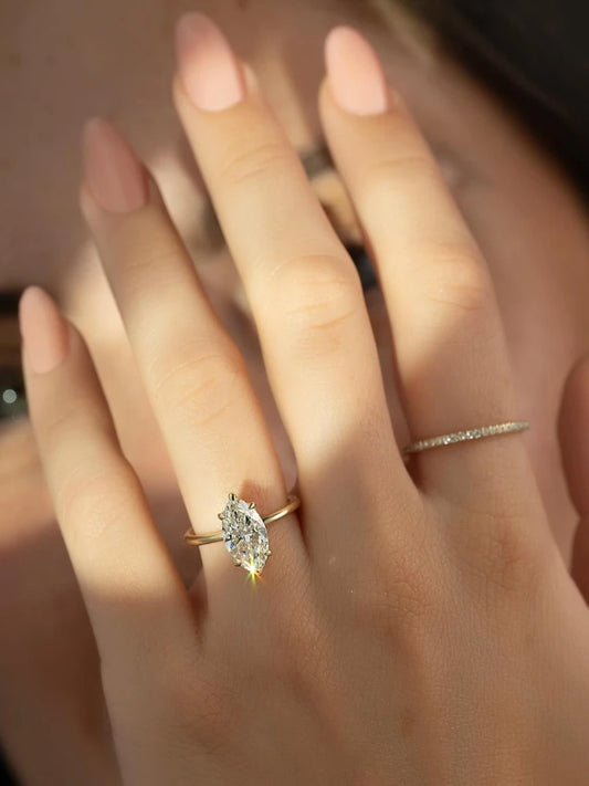 925 Sterling Silver Simple Classic 1-3 Carats Marquise Zircon Ring For Women Engagement Wedding Luxury High Quality Fine Jewelry