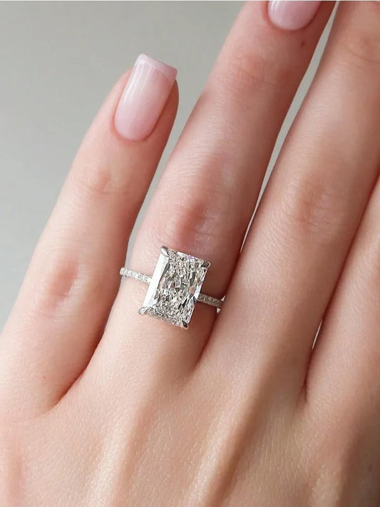 925 Sterling Silver 2-5CT Rectangle Zircon Gorgeous Shiny Ring For Women Anniversary Wedding Luxury High Quality Fine Jewelry