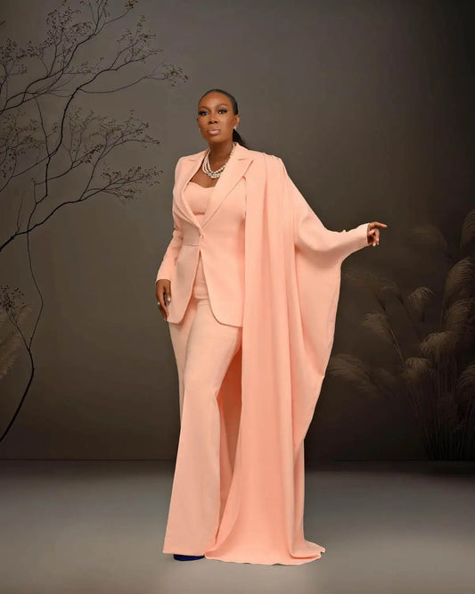 Modern One Button Women Jacket Outfits 2 Pieces Elegant Full Sleeve Blazer Wide Legs Pants Custom Made Party Dresses