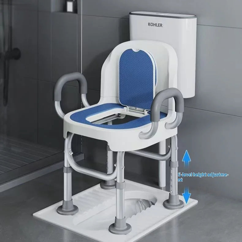 Folding Shower Chair, Aluminum Alloy, Power Lift 120kg Capacity, Elegant Comfortable Texture, Luxurious Bathroom Toilet Seat
