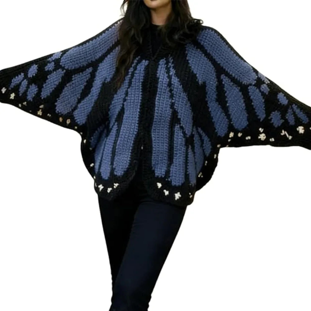 Crochet Monarch Butterfly Knit Cardigan Soft Breathable MonarchButterfly Cardigan Sweater Keep Warm with Butterflies Wing