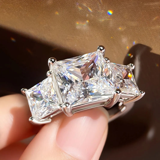 HORRIPAL New Princess Cut Moissanite Ring for Women High Quality S925 Sterling Silver GRA Wedding Engagement Shiny Fine Jewelry