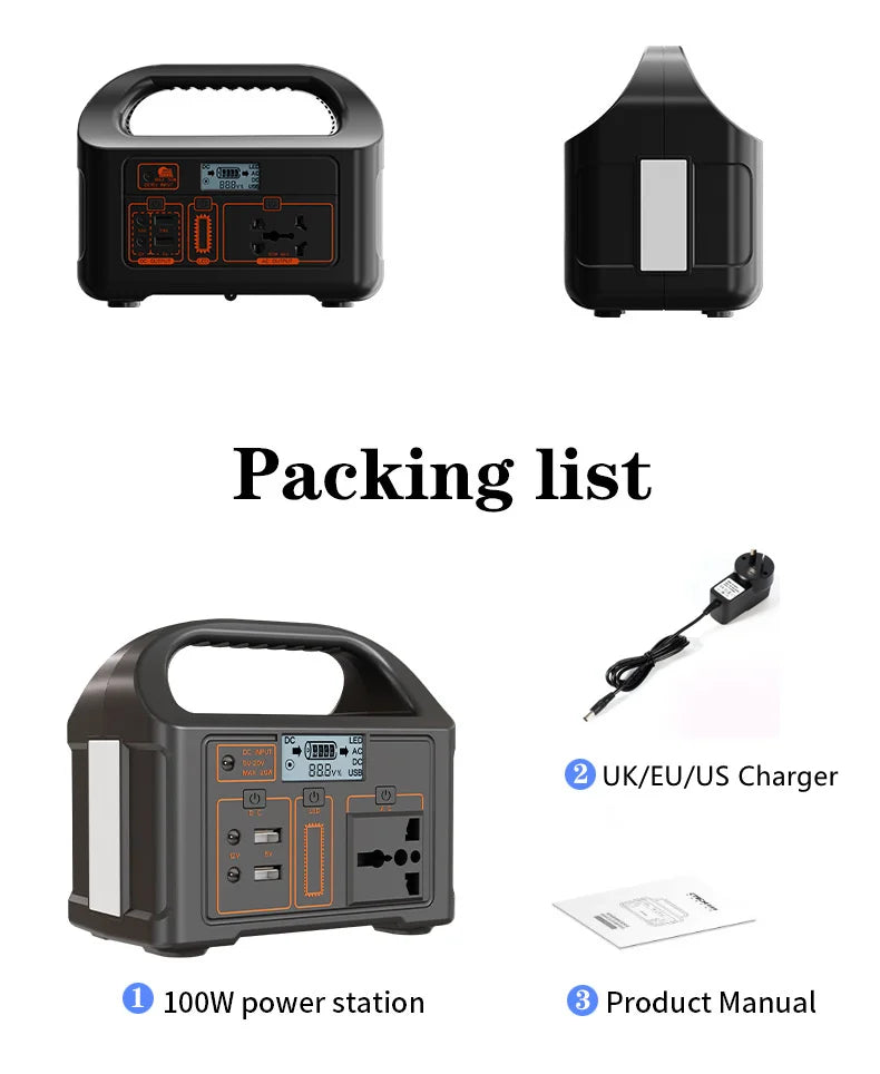 jsdsolar 100W Portable Power Station Power Generator 110V 220V LED Light Emergency Solar Power Bank for Outdoor Camping Travel