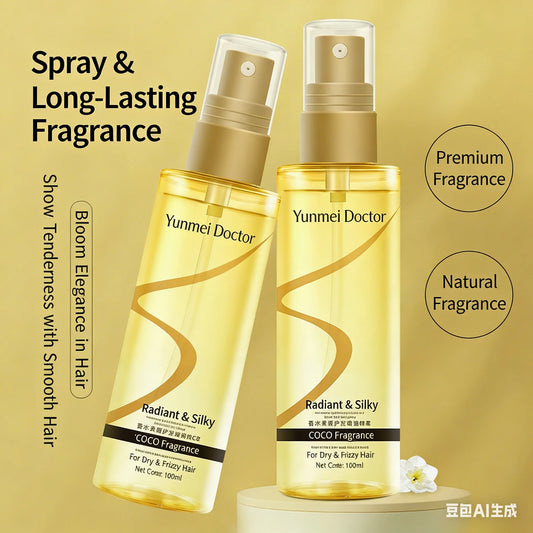 Anti-Frizz Hair Oil Spray, Perfumed Smoothing Lightweight Non-Greasy Hair Care Oil for Color-Treated & Perm Damaged Hair, Long-L