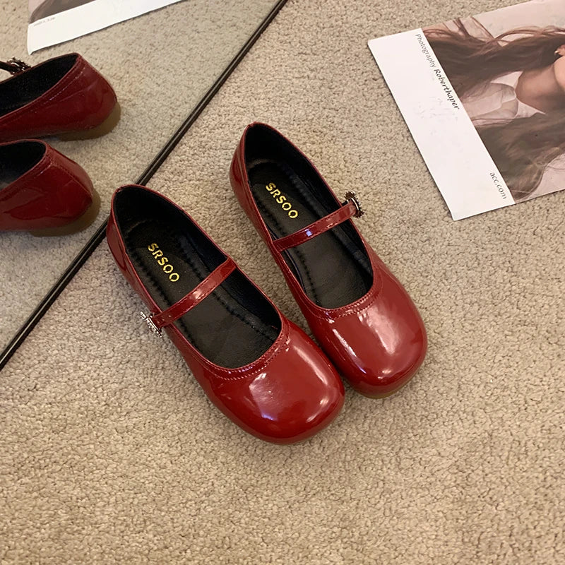 New Spring Autumn Women Ballet Flats Comfort Round Toe Soft Sole Leather Shoes Ladies Daily Wear Dress Mary Jane Shoes