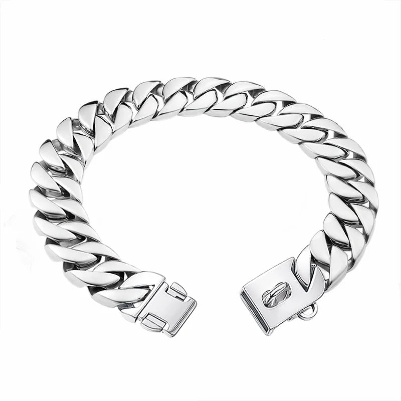 Large Dog Collar 32mm Metal Pet Choker Gold Silver Stainless Steel Chain Dog Accessories for Cane Corso Labrador Rottweiler