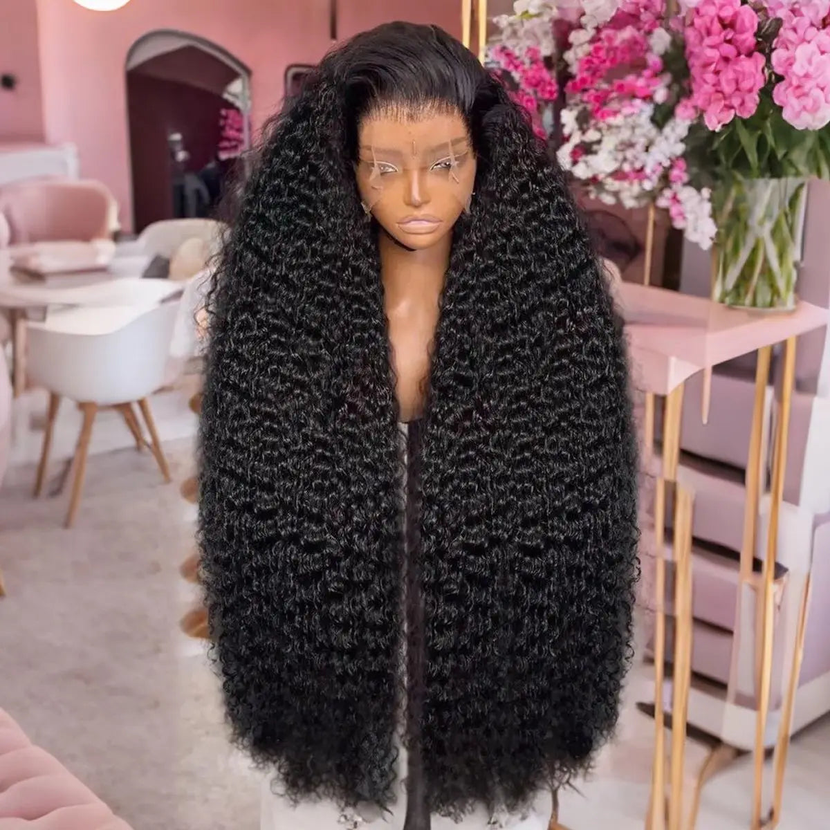Kinky Curly HD Full Lace Frontal 13X4X1 Wigs For Black Women Mother Gifts Preplucked With Baby Hair Bleached Knots Soft Hair