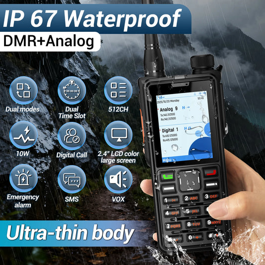 ABBREE AR-880 DMR Digital Walkie Talkie 10W Waterproof Ultral Thin SMS Long Range Dual Mode Analog Dual Band AES256 Ham Radio