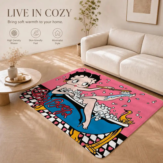 Vintage Cartoon B-Betty Boop Floor Mat Non-Slip Absorbent Floor Mat Decorative Rug for Home Bathroom Bedroom Entryway