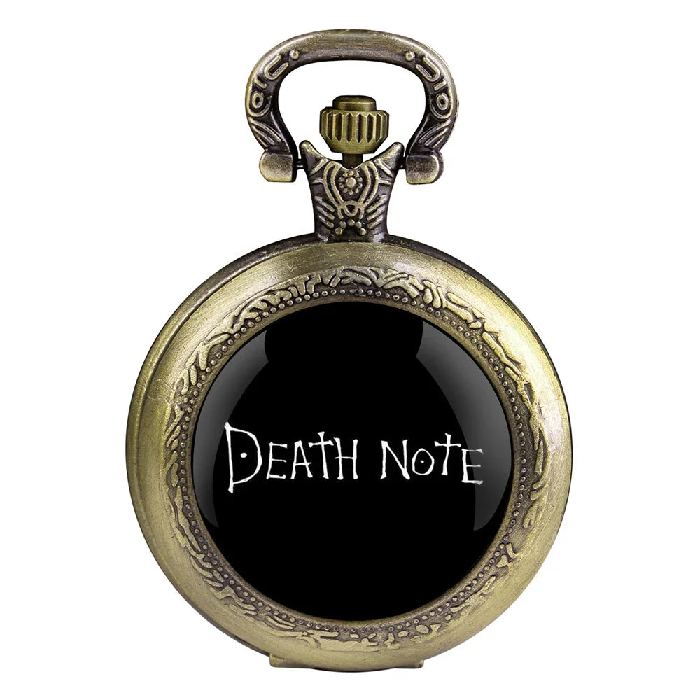 Classy Death Note Design Black Quartz Pocket Watch Fashion Necklace Timing Pendant with Chain Gift for Man Woman Souvenir