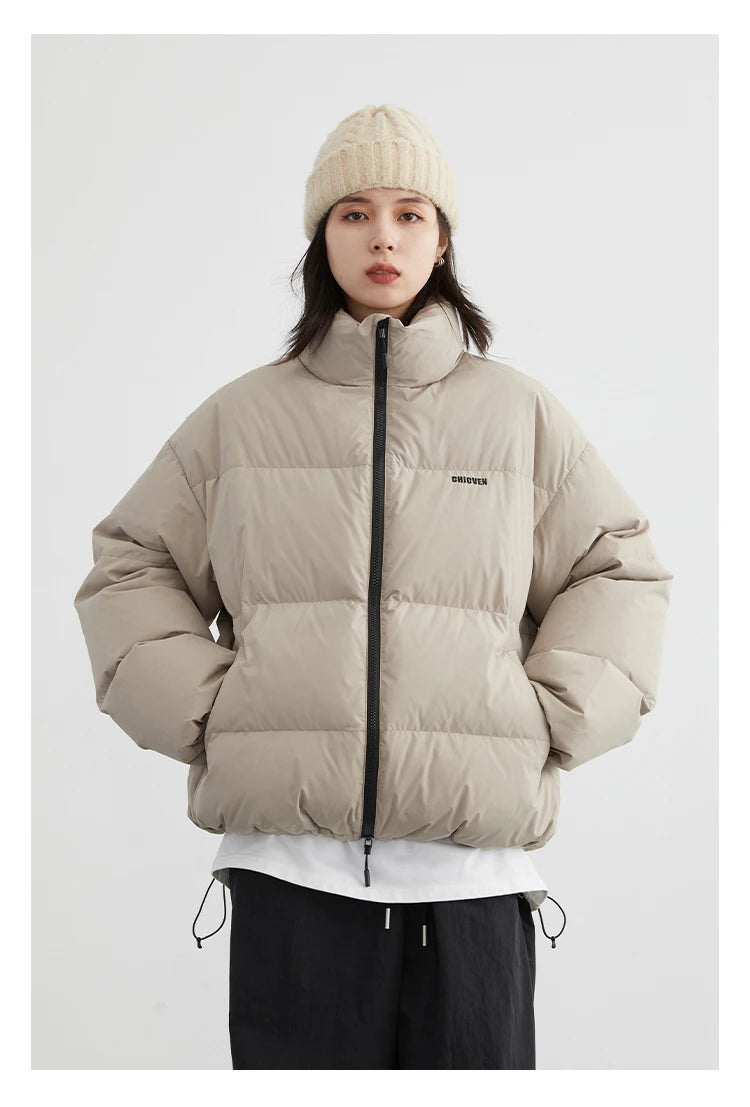 CHIC VEN Women Down Coats Streetwear Solid 90 White Duck Down Stand Collar Female Down Jacket Warm Ladies Overcoat Winter 2024