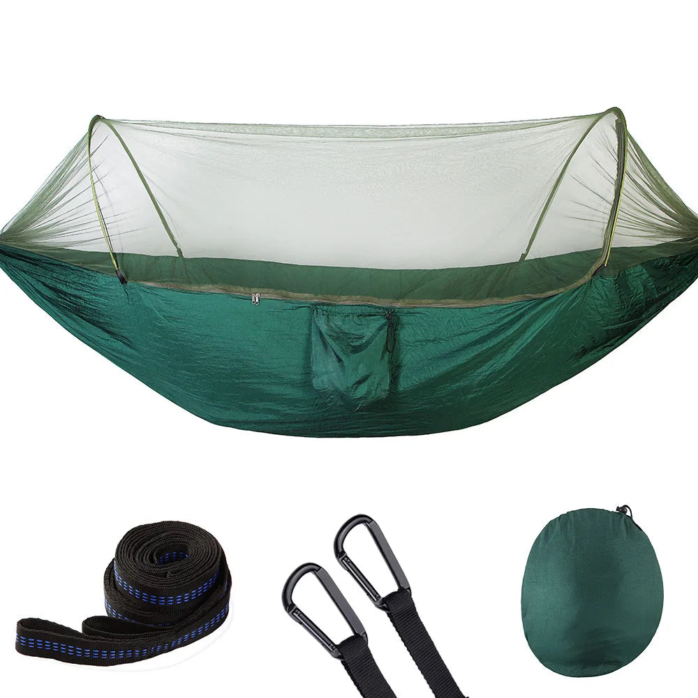 Outdoor Double Hammock with Mosquito Net Lightweight Portable Anti Bug Hammock Fast Install for Camping Hiking Travel Backyard