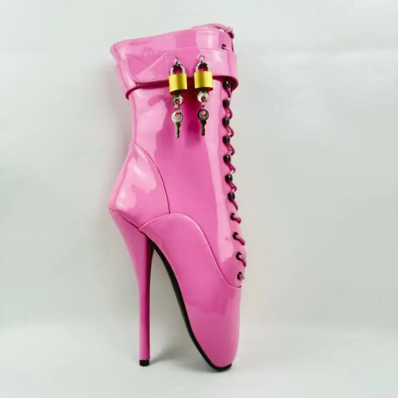 18CM/7Inch Stiletto Super High Heel Lock Wrap Strap Ankle Ballet Boots Fetish Shoes 2025 New Women Pink Sexy Short Booties Mujer