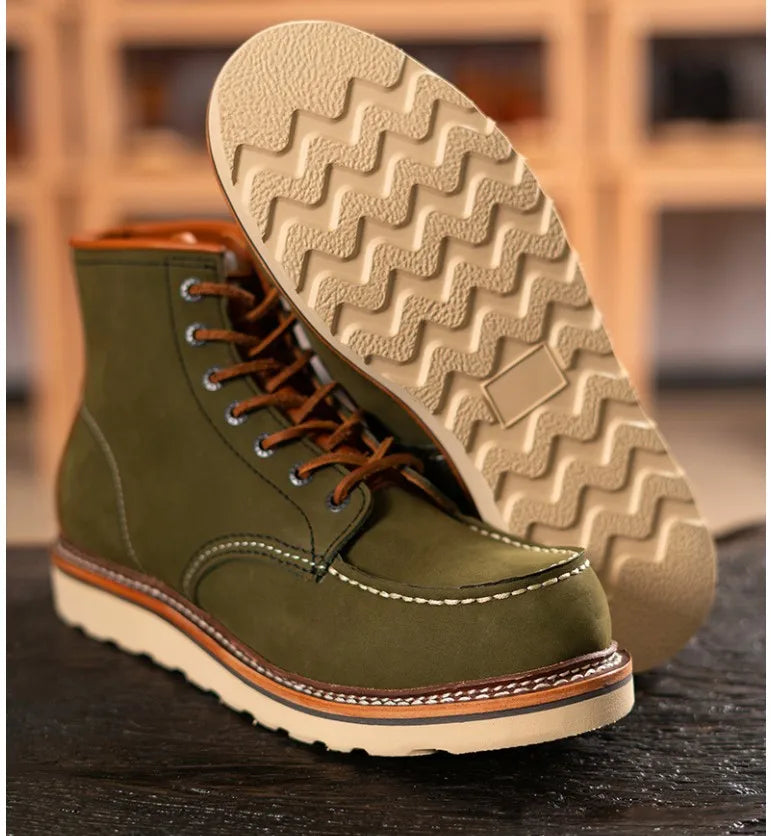 YR Best.Mens Vintage Style Leather Shoes.Good Year 1907 Quality Cowhide Boots.Motor Rider Leather Boots.Retro Casual Top Layer
