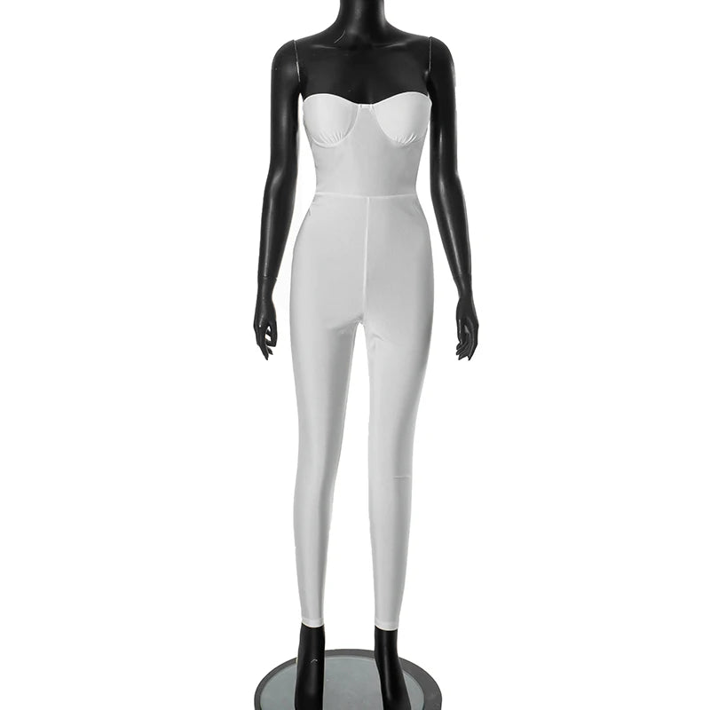 Weird Puss Fitness Strapless Jumpsuits Women Sexy Body-Shaping Backless Sleeveless Solid Skinny Sporty Classic Trend Overalls