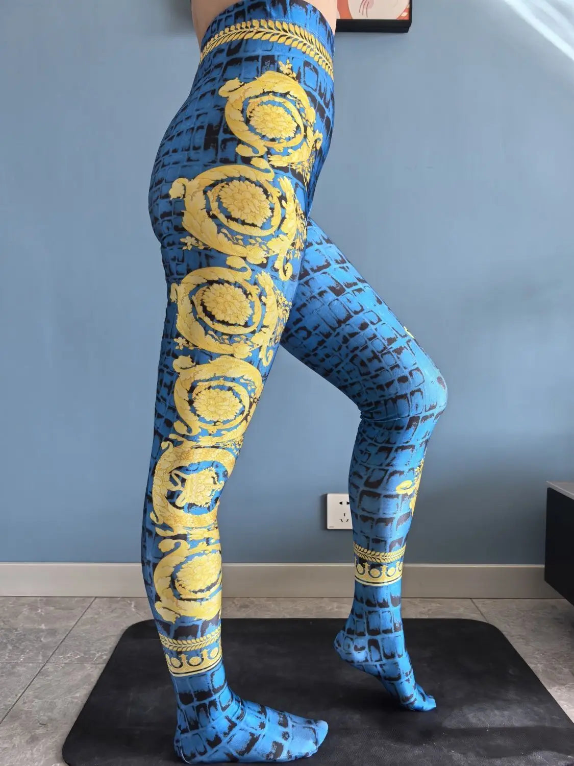 No elastic leopard print seam high waist tights yoga pants Plus size women sports tight leggings