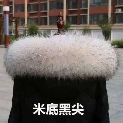 Natural Real Raccoon Fur Collar Winter Warm Women's Coat Hat Strips Fur Scarf Girls Fashion Neck Warmer Fur Scarves Warps