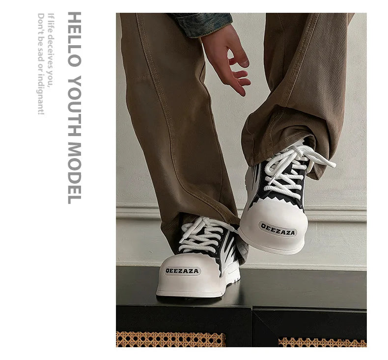 Women Men Sneakers Low-top Big-head Canvas Thick-soled Heightening Versatile Unisex Leisure Trendy Shoes Men Chunky Trainers