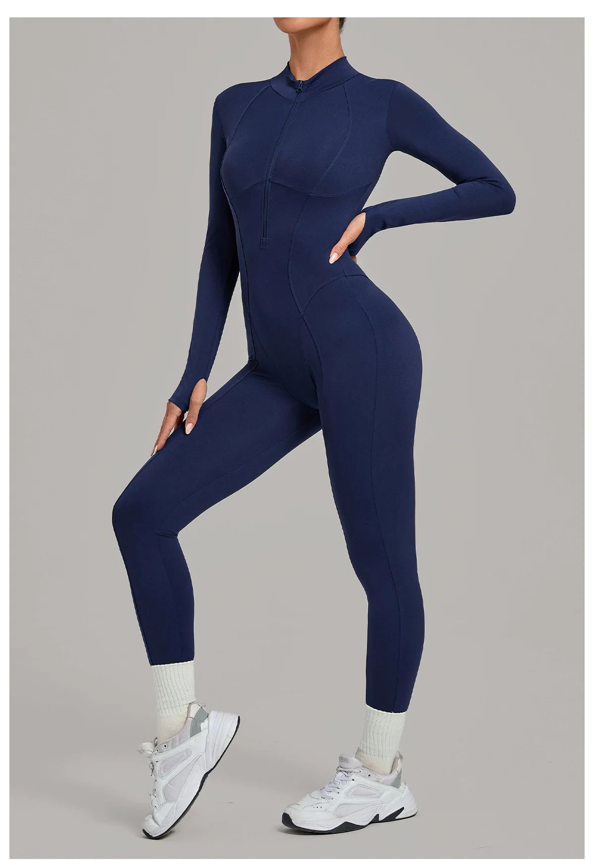 Zipper Jumpsuits for Woman No Padding Sports Overalls for Women Long Sleeve Gym Clothes Woman Activewear 2026 Purple Coffee XL