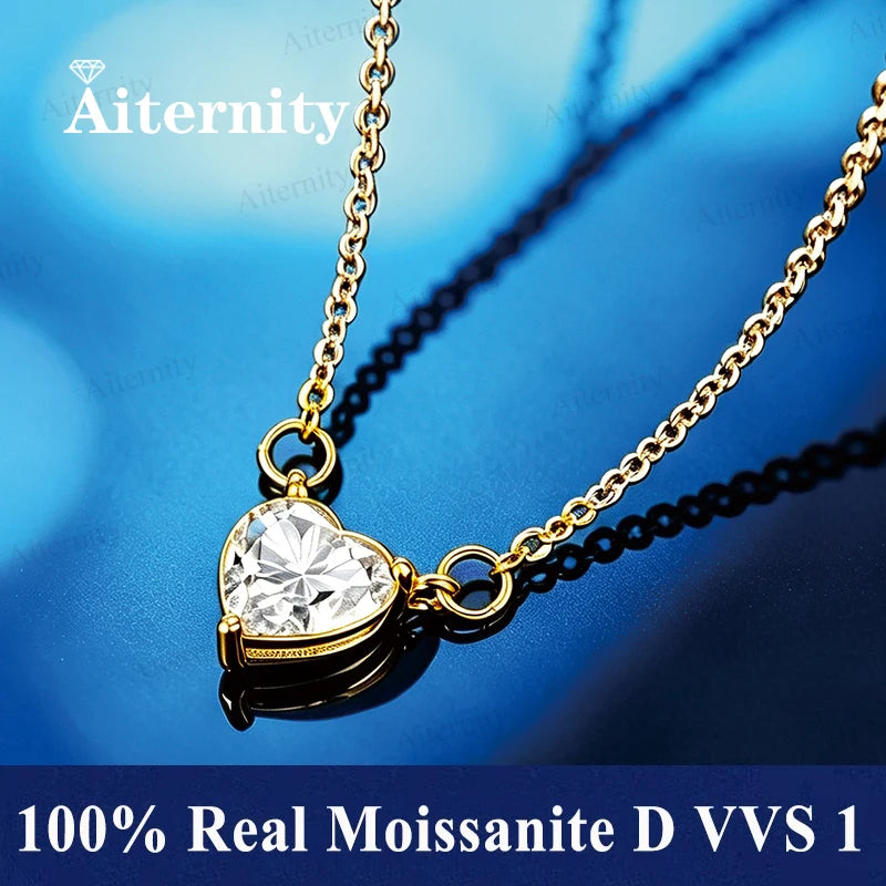 Asscher Cut Moissanite 0.5 Carat 1 Carat 2 Carat Women's Necklace GRA Certified Pendant D VVS S925 Silver Wedding Party Jewelry