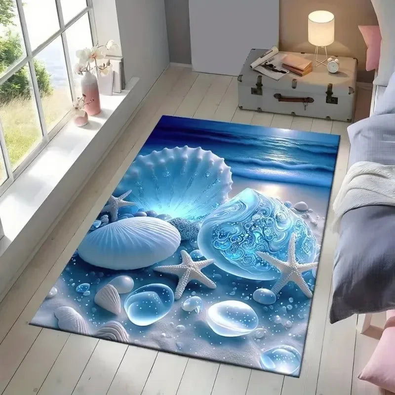 3D Desert Crack Water Fire Design Rug Non-Slip Machine Washable Carpet Fashion Bedroom Living Room Beach Style Floor Mat