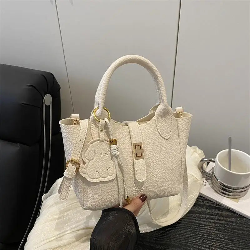 PU Portable Bucket Bag Shoulder Bag Women Fashion Versatile Crossbody Bags Zipper Handbag High Quality Tote Commuter Bags Gifts