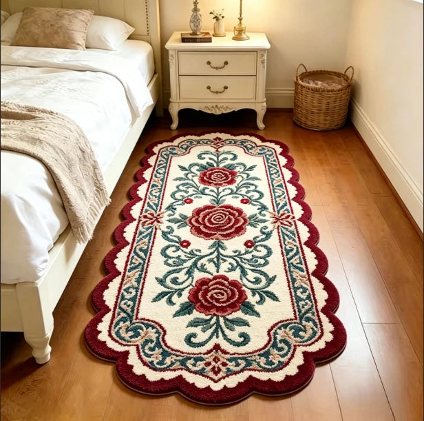 Christmas Living Room Decoration Red Carpet Irregular Shape Rugs for Bedroom Thick Plush Bedside Floor Mat Fluffy Soft Study Rug