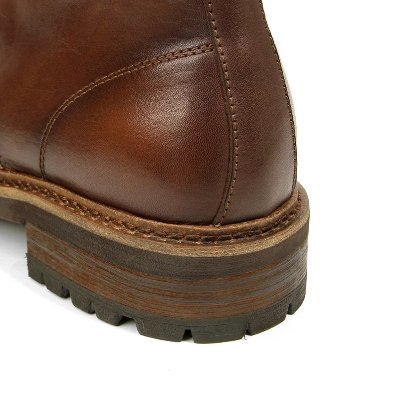 Vintage Work Boots Men's Winter High-top Leather Boots Men Mid-top Short Boots