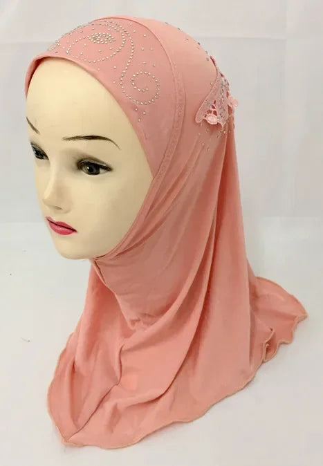 Girls Kids Muslim Beautiful Hijab Islamic Arab Scarf Shawls Flower Pattern