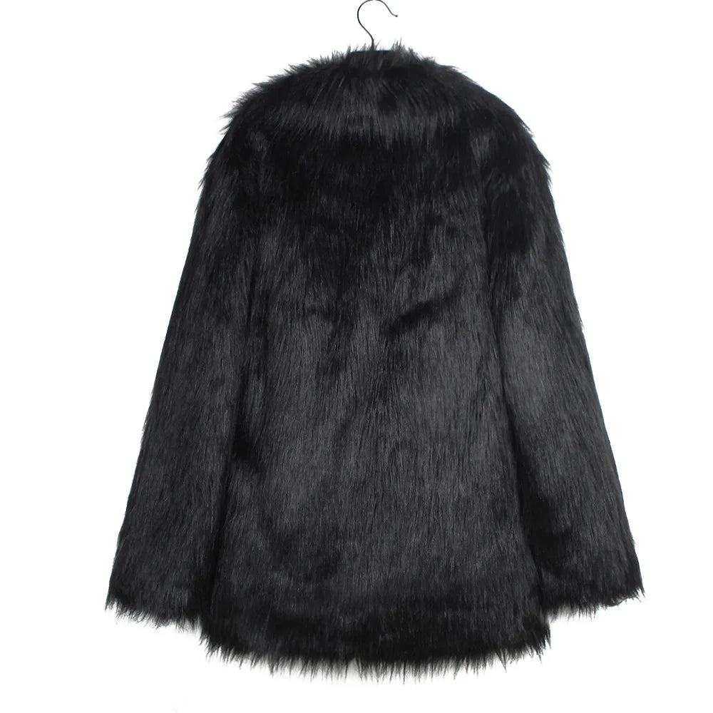 2026 Autumn Winter Brown Faux Fur Coat Women Casual Turndown collar Fluffy Plush Jacket Long Sleeve Thick Fake Fur Warm Cardigan