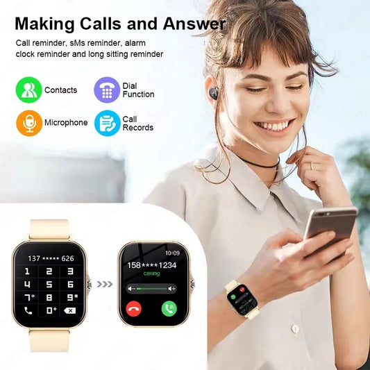 New Smart Watch Android IOS Phone 1.44 Inch Color Screen Bluetooth Call Blood Oxygen/Pressure Monitoring Smart Watch Women Men