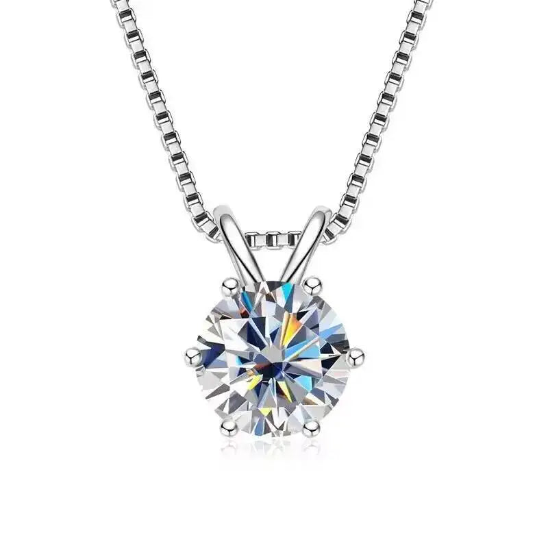 1.0Ct-5Ct Moissanite Pendant Necklace With Certificate For Women Original Real 925 Silver Chain Solitaire Drop Necklaces