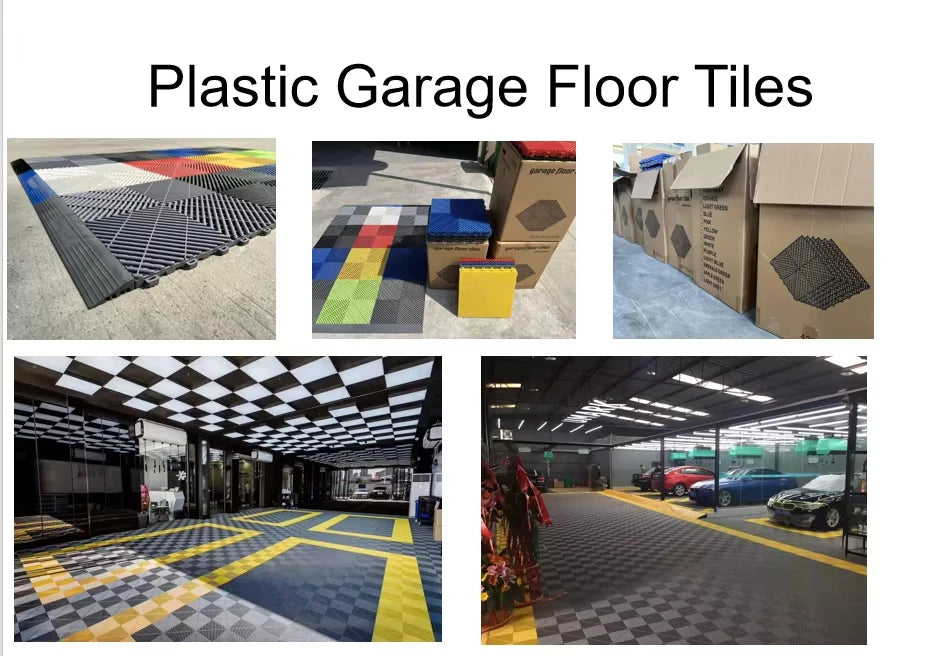 40PCS Pvc Garage Floor Tiles High Quality Pvc Car Garage Flooring Mat PP Plastic Interlocking Car Wash Room Tiles