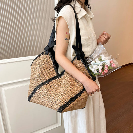 Casual Fashion Straw Women's Shoulder Bags Designer Handbags Woven Large Tote Bag Handmade Summer Beach Purses 2026