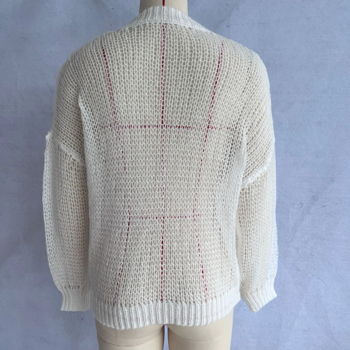 Women Knitting Cardigan 2026 New Women Mohair Knit Cardigan Hollow Out Sheer Long Sleeve Casual Knitted Outerwear Sweater