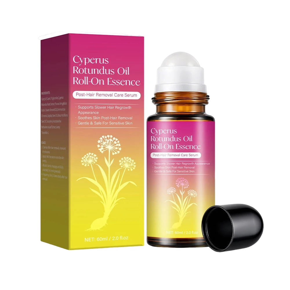 Cyperus Rotundus Oil Roll On, Natural Cyprus Cypress Rotundus Oil for Hair Removal, Reduces Unwanted Hair Growth, Soothes Skin