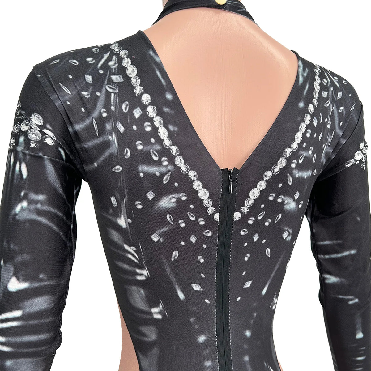 Sexy Skeleton Print Stage Performance Jumpsuits Drag Queen Stripper Festival Outfits Dance Leotard Women Bodysuit Bodycon Romper