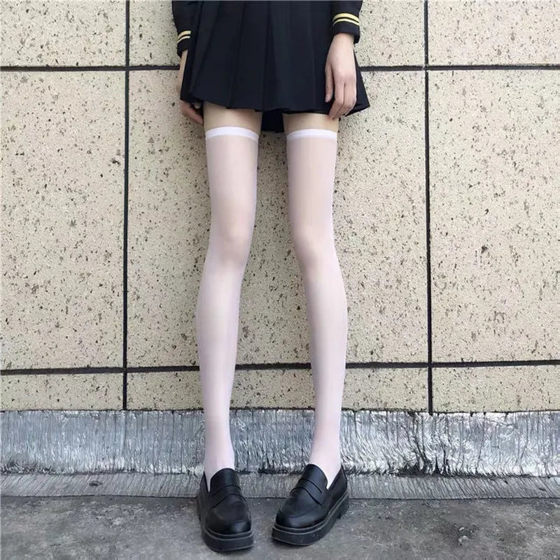 2026 Women Suspender Wide-banded Velvet Tights Lolita Thigh High Stockings with Cross Y2K JK Cosplay Over The Knee Sockings