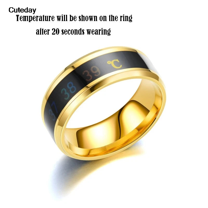 Smart Sensor Body Stainless Steel Love Band Ring With Temperature Measurement Function Rings For Couples Accessories Anillo
