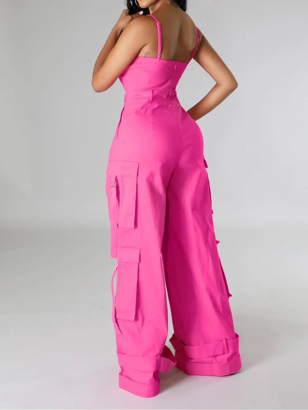 Jumpsuits Women One Piece Cargo Pant Wide Leg Long Pants Loose Casual Sling Sleeveless Overalls Y2k Strapless Solid Rompers