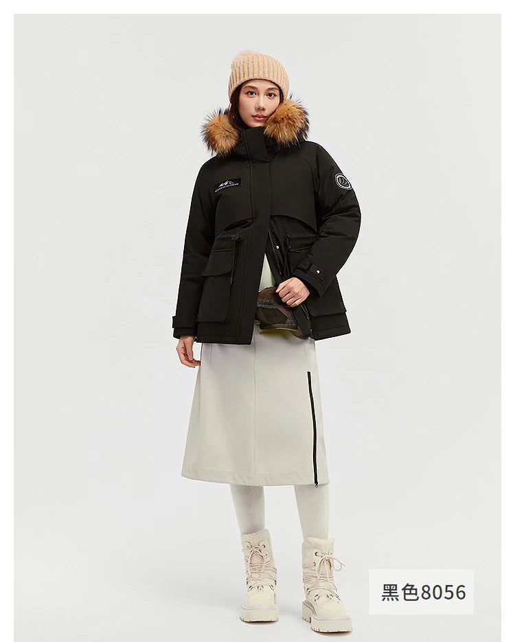 Bosideng Women 6th Generation Extreme Cold Goose Down Parka -20℃ Cold Resistance Winter Puffer Coat with Detachable Raccoon Fur