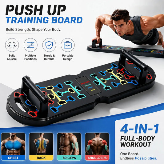 20 in 1 Portable Home Gym Workout Set Foldable Push Up Board with Resistance Bands Pilates Bar Ab Roller Hand Grip Trainer Full Body Fitness Equipment for Home Travel Exercise